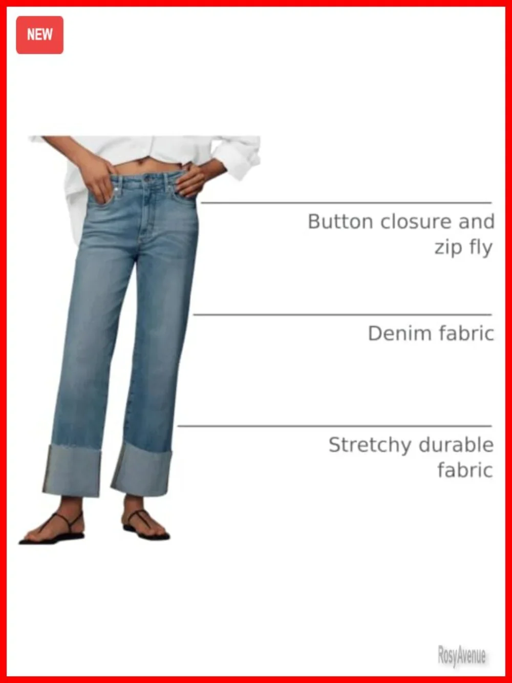 Wide Leg Baggy High Waist Boyfriend Straight Leg Stretchy Denim Pants Trendy